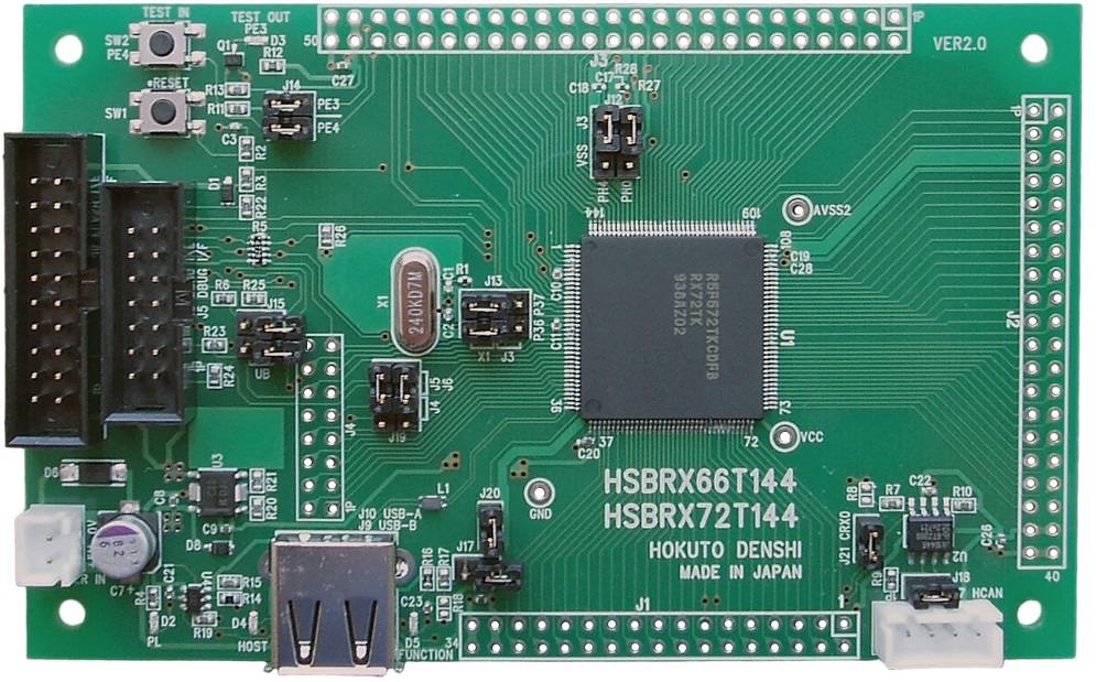 RX72T(144ピン)グループマイコン搭載ボード HSBRX72T144 北斗電子